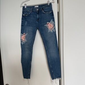 Zara Blue Embroidered Floral Women’s Jeans
